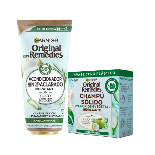 Garnier - Impacco balsamo senza risciacquo + Shampoo solido Coco Original Remedies - Capelli normali