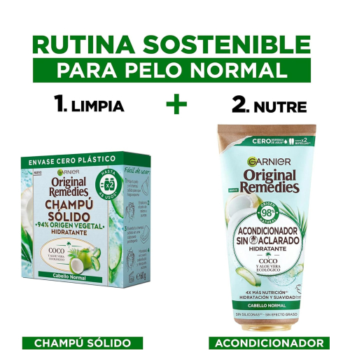 Garnier - Impacco balsamo senza risciacquo + Shampoo solido Coco Original Remedies - Capelli normali