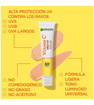 Garnier - *Skin Active* - Fluido quotidiano antimacchia e anti-UV con Vitamina C SPF50+ - Effetto Glow