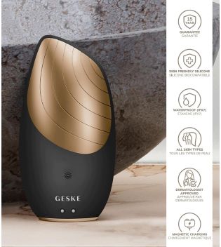 GESKE - Spazzola per la pulizia del viso e massaggiatore Sonic Thermo 6 in 1 - Oro nero