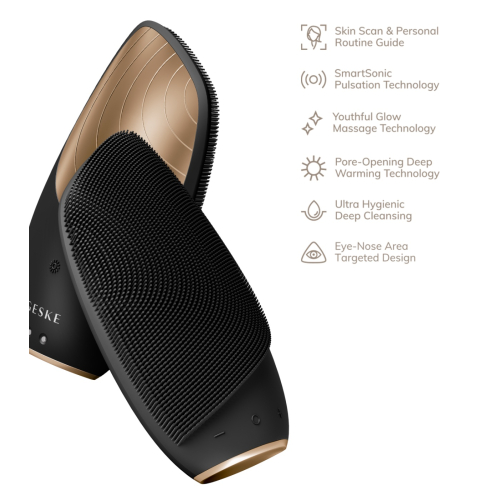 GESKE - Spazzola per la pulizia del viso e massaggiatore Sonic Thermo 6 in 1 - Oro nero