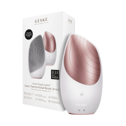 GESKE - Spazzola per la pulizia del viso e massaggiatore Sonic Thermo 6 in 1 - Bianco oro rosa