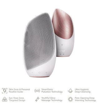 GESKE - Spazzola per la pulizia del viso e massaggiatore Sonic Thermo 6 in 1 - Bianco oro rosa