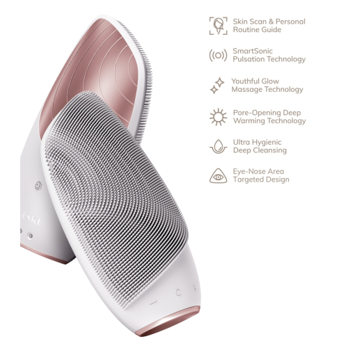 GESKE - Spazzola per la pulizia del viso e massaggiatore Sonic Thermo 6 in 1 - Bianco oro rosa