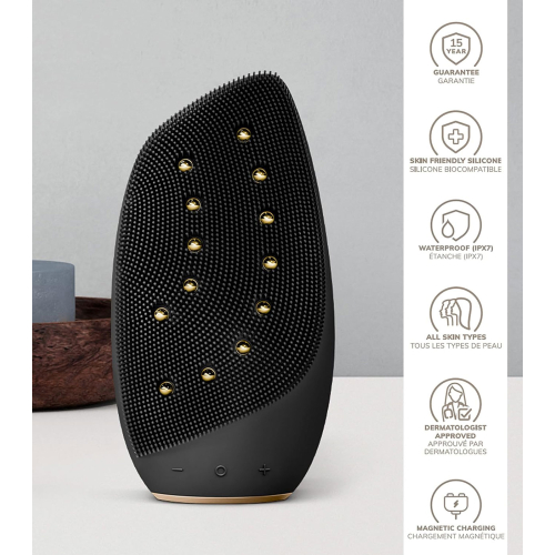 GESKE - Spazzola per la pulizia e il massaggio del viso Sonic Thermo Face-Lifter 8 in 1 - Nero Oro
