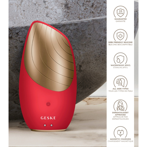 GESKE - *I love myself* - Spazzola per la pulizia e il massaggio del viso 6 in 1 Sonic Thermo - Red
