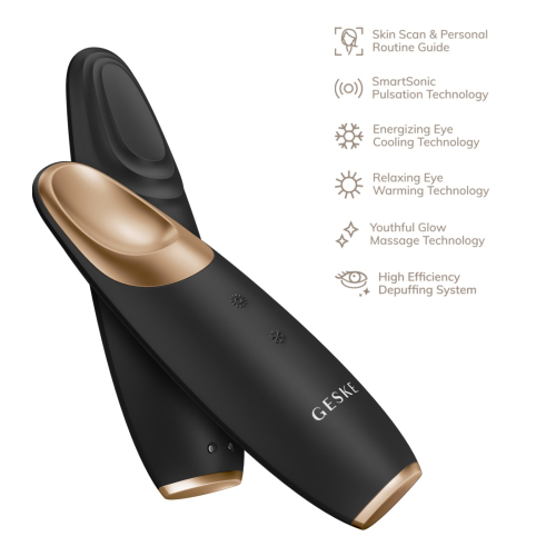 GESKE - Massaggiatore per il contorno occhi Warm & Cool Energizer 6 in 1 - Nero