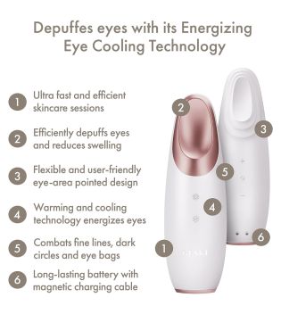 GESKE - Massaggiatore per il contorno occhi Warm & Cool Energizer  6 in 1 - Bianco oro rosa