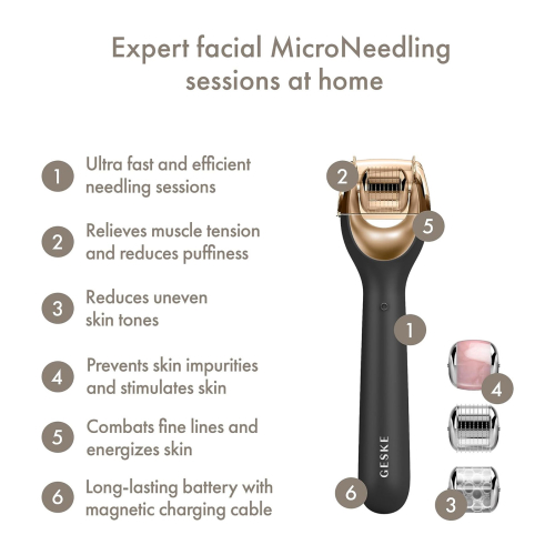 GESKE - Rullo facciale con microaghi 9 in 1 - Oro nero