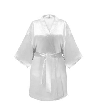 GLOV - Abito in raso Kimono Style - bianco