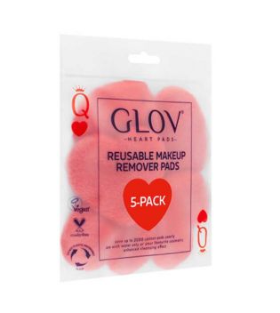 GLOV - Confezione da 5 dischi per la rimozione del trucco riutilizzabili Heart Pads