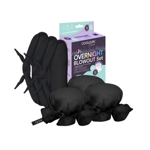 GLOV - Set per capelli bigodini arricciacapelli termosensibili + mini cuffie in raso Overnight Blowout Set