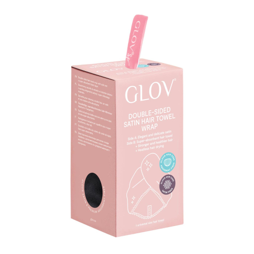 GLOV - Asciugamano Turbante in Raso e Tessuto - Nero