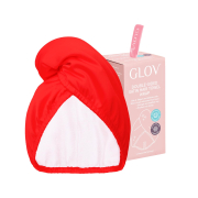 GLOV - Asciugamano turbante in raso e tessuto - Rosso