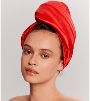 GLOV - Asciugamano turbante in raso e tessuto - Rosso