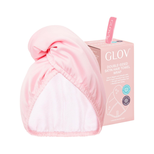 GLOV - Asciugamano turbante in raso e tessuto - Rosa