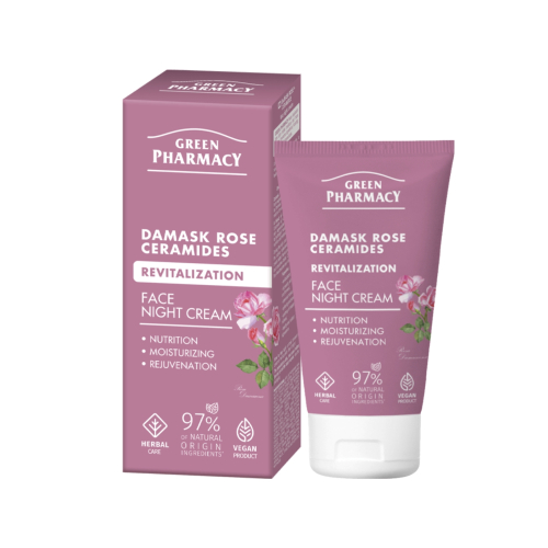 Green Pharmacy - Crema Viso Notte Rivitalizzante - Rosa damascena + Ceramidas