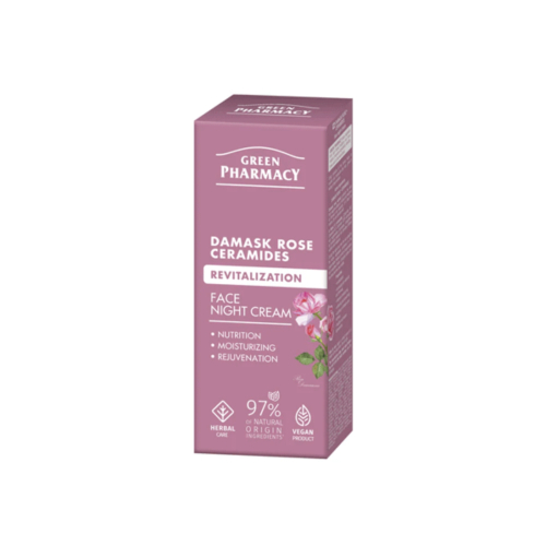 Green Pharmacy - Crema Viso Notte Rivitalizzante - Rosa damascena + Ceramidas