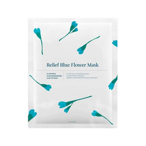 Hyggee - Maschera viso in cellulosa con aloe vera e allantoina Relief Blue Flower