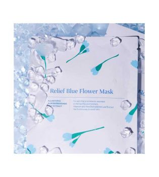 Hyggee - Maschera viso in cellulosa con aloe vera e allantoina Relief Blue Flower