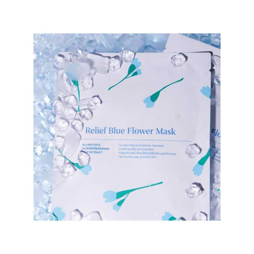 Hyggee - Maschera viso in cellulosa con aloe vera e allantoina Relief Blue Flower