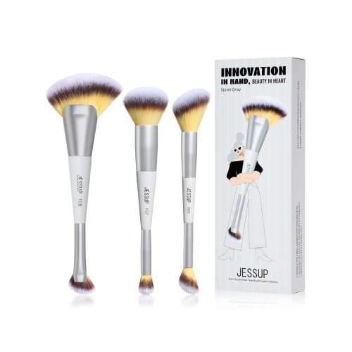 Jessup Beauty - *Innovation in Hand, Beauty in Heart* - Set di 3 pennelli doppi - Quiet Gray