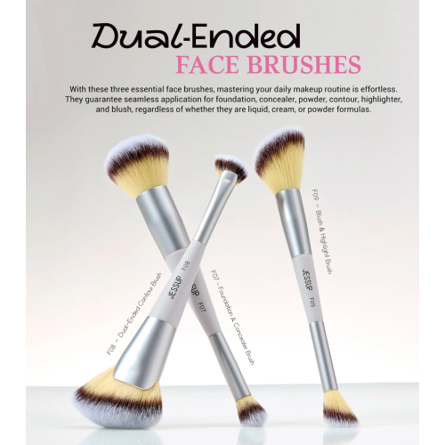 Jessup Beauty - *Innovation in Hand, Beauty in Heart* - Set di 3 pennelli doppi - Quiet Gray