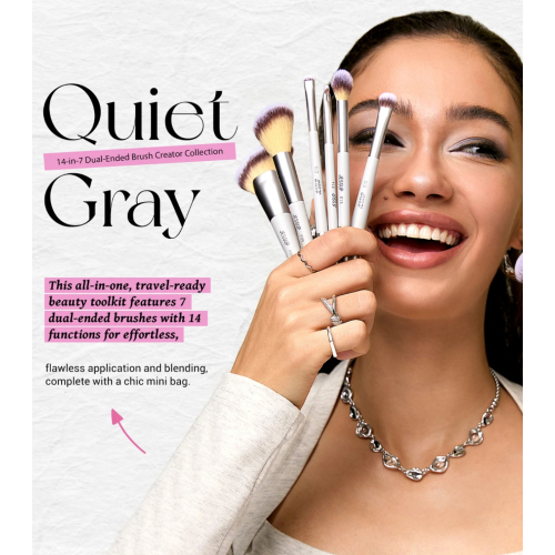 Jessup Beauty - *Innovation in Hand, Beauty in Heart* - Set di 7 pennelli doppi - Quiet Gray