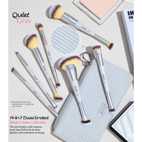 Jessup Beauty - *Innovation in Hand, Beauty in Heart* - Set di 7 pennelli doppi - Quiet Gray