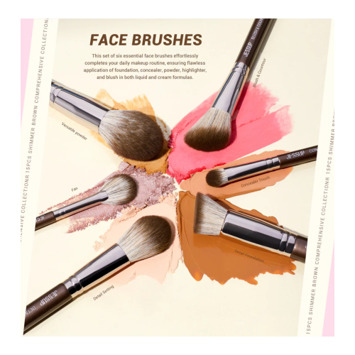 Jessup Beauty - *Makeup Essentials in a Box* - Set da 15 pennelli - Shimmer Brown