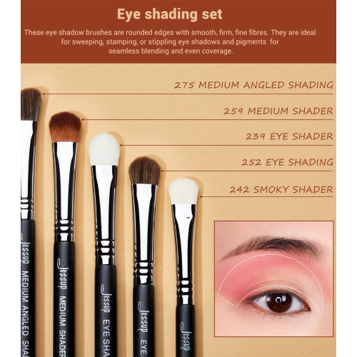 Jessup Beauty - Set di pennelli PRO 12pcs - T339: Black/Silver