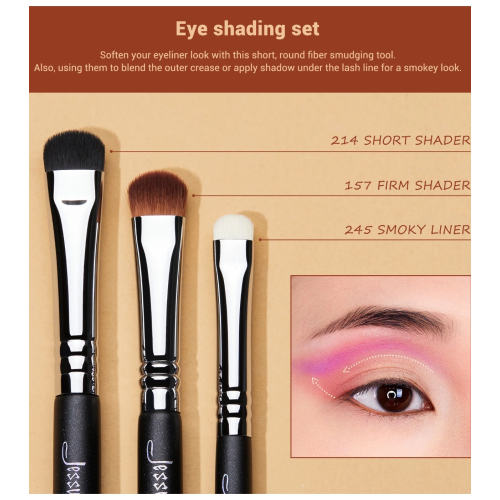 Jessup Beauty - Set di pennelli PRO 12pcs - T339: Black/Silver