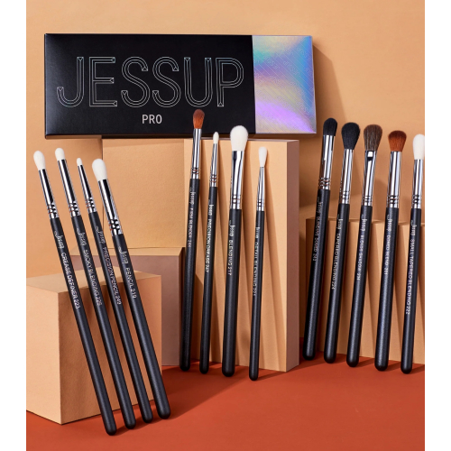 Jessup Beauty - Set di pennelli PRO 13 pezzi - T338: Black/Silver