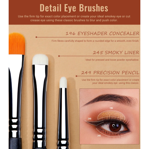 Jessup Beauty - Set di pennelli PRO 7pcs - T334: Black/Silver