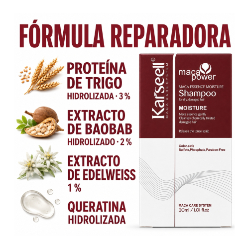 Karseell - *Maca Power* - Shampoo per capelli danneggiati - Taglia mini