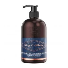 King C. Gillette - Gel detergente per barba e viso con olio di argan, olio di cocco e mentolo