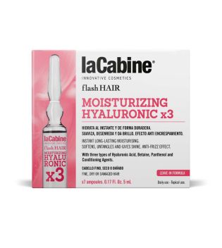 La Cabine - *Flash Hair* - Fiale idratanti per capelli Moisturizing Hyaluronic x3 - Capelli fini, secchi o danneggiati