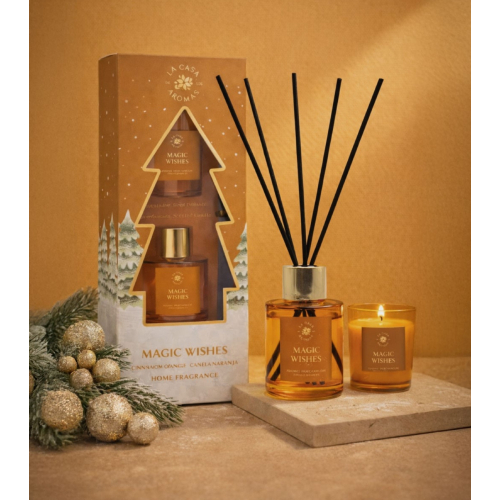 La Casa de los Aromas - *Natale* - Set mikado + candela - Magic Wishes