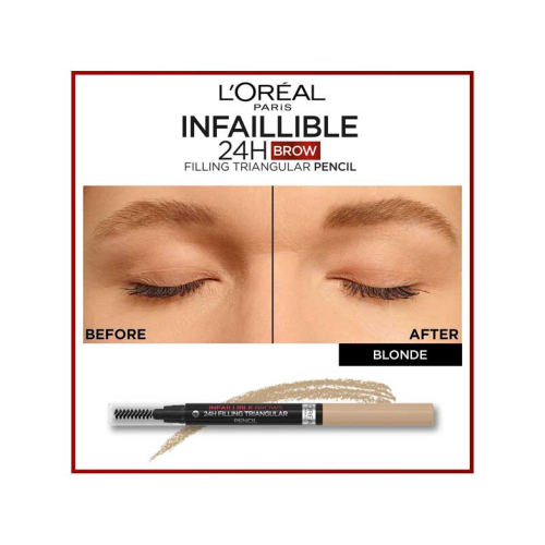 Loreal Paris - Matita per sopracciglia automatica infallibile Brows 24h Filling Triangular Pencil - 7.0: Blonde