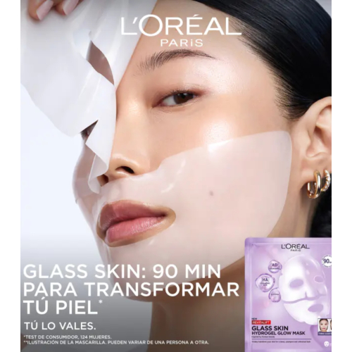 Loreal Paris - Maschera viso illuminante in idrogel Revitalift Glass Skin