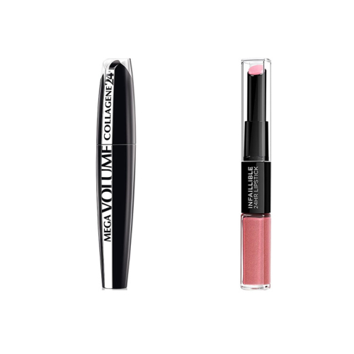 Loreal Paris - Set Look da Sfilata - Mascara Mega Volume Collagene + Rossetto Liquido Infaillible 24H 100: Timeless Rose
