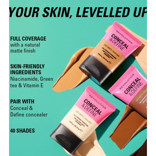 Makeup Revolution - Fondotinta Conceal & Define Soft Matte - F0.2N