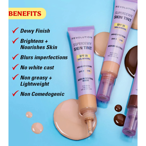 Makeup Revolution - Fondotinta Superdewy Skin Tint SPF30 - Medium Neutral Warm