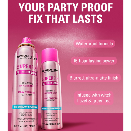 Makeup Revolution - Fissatore di trucco in spray Superfix All Night Long Waterproof