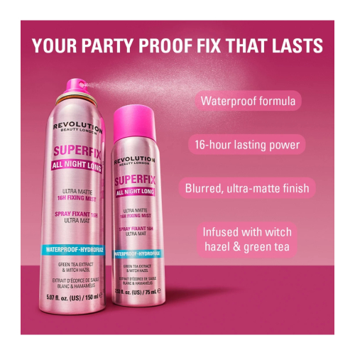 Makeup Revolution - Fissatore di trucco in spray Superfix All Night Long Waterproof