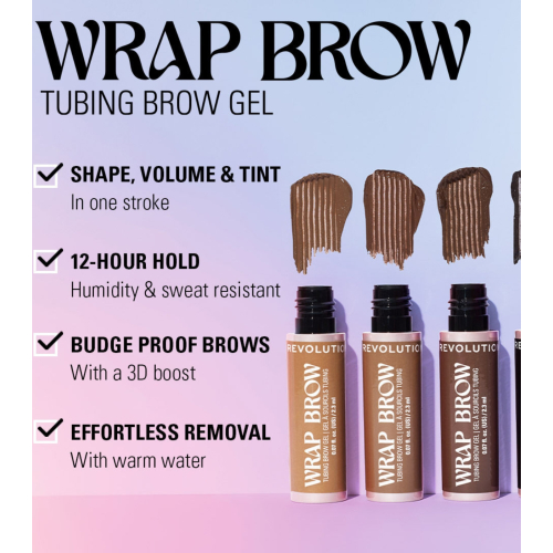 Makeup Revolution - Gel per sopracciglia Wrap Brow - Cool Medium Brown