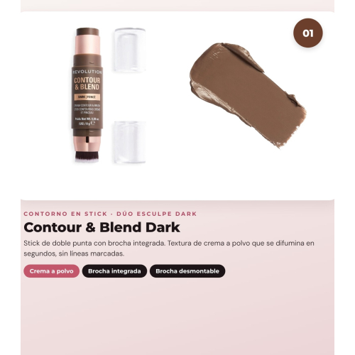 Makeup Revolution - Set di Contorno in stick Reloaded Contour & Blend - Dark + Bronzante in crema Ultra Cream Bronzer - Deep