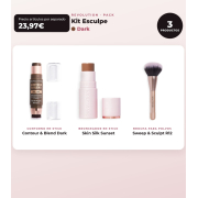 Makeup Revolution - Set di Contorno in stick Reloaded Contour & Blend - Light + Illuminante Jelly Glass Halo - Golden Glow + Pennello per illuminante Soft Focus Create - R6