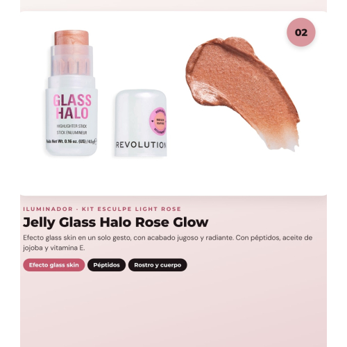 Makeup Revolution - Set di Contorno in stick Reloaded Contour & Blend - Light + Illuminatore Jelly Glass Halo - Rose Glow + Pennello per illuminatore Soft Focus Create - R6