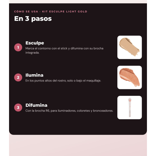 Makeup Revolution - Set di Contorno in stick Reloaded Contour & Blend - Light + Illuminante Jelly Glass Halo - Golden Glow + Pennello per illuminante Soft Focus Create - R6